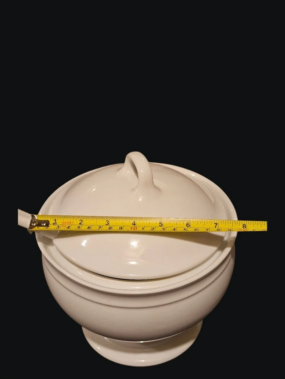 Crate & Barrel Large Ceramic Soup/Gravy Tureen with Ladle and Lid